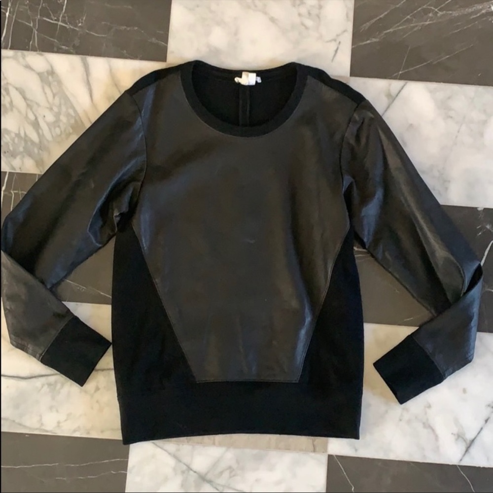 Helmut Lang size P/XS leather & wool sweater
